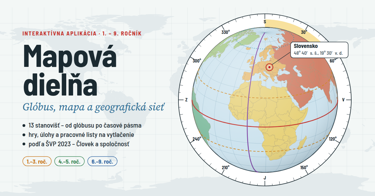 Mapová dielňa – glóbus, mapa a geografická sieť